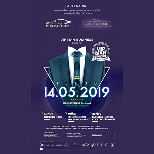Eurocab partenaire de Zhao couture pour l'evenement VIP Man Business
